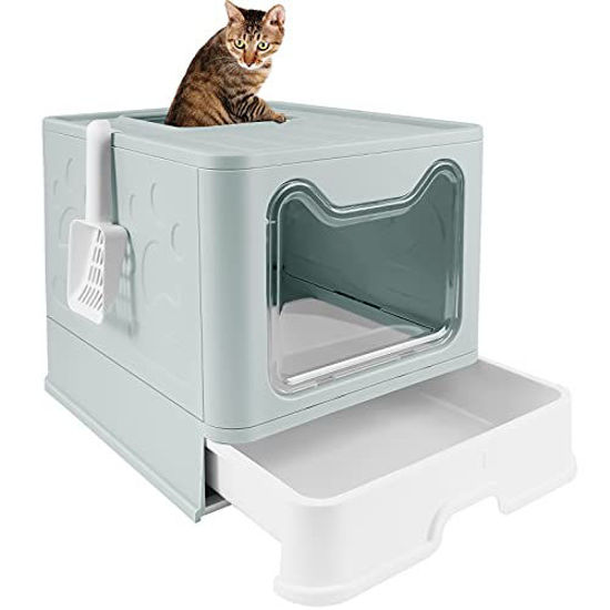GetUSCart- voopet Foldable Cat Litter Box with Lid, Dog Proof