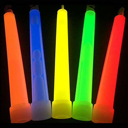 Picture of Glow Sticks Bulk Wholesale, 100 6 Industrial Grade Light Sticks+100 Free Glow Bracelets! Assorted Bright Colors, Glow 12-14 Hrs, Safety Glow Stick with 3-Year Shelf Life, GlowWithUs Brand