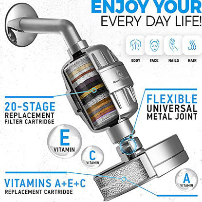 Picture of AquaHomeGroup Luxury Filtered Shower Head Set 20 Stage Shower Filter for Hard Water Removes Chlorine and Harmful Substances - Showerhead Filter High Output