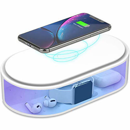 Picture of UV Phone Sanitizer & 10W Wireless Charger for iOS Android Smartphone UV Sterilizer Cell Phone Cleaner UVC Light Disinfector with Aroma Diffuser for Watches, Masks, Keys