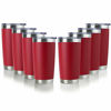 Picture of DOMICARE 20oz Stainless Steel Tumbler Bulk with Lid, Double Wall Vacuum Insulated Travel Mug, Powder Coated Coffee Cup, Red, 8 Pack