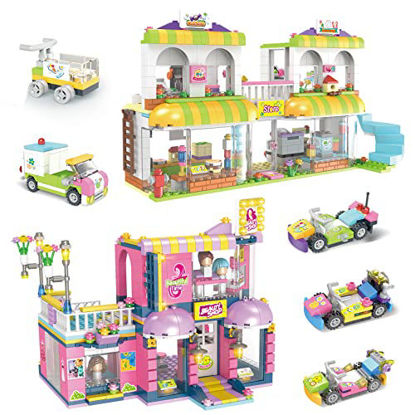 Picture of 1294 PCS Friends Building Set Supermarket Hair Salon Creative Building Toy - Girls Building Blocks Set STEM Play Set - Perfect Role Play Game for Girls 6-12