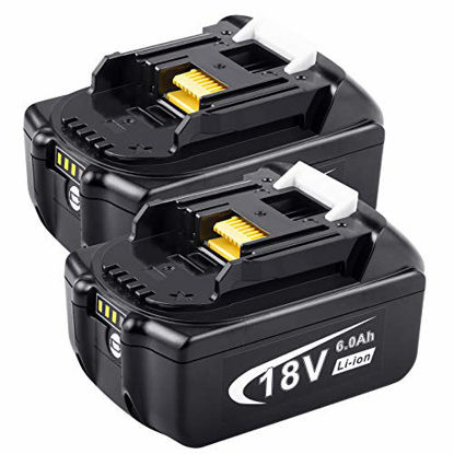 Picture of [2Pack] 18V 6.0Ah High-Output Replacement Battery for Makita Power Tools BL1860 BL1850 BL1840 BL1835 BL1830 BL1820 BL1815 LXT400 Cordless 18-Volt Battery Pack