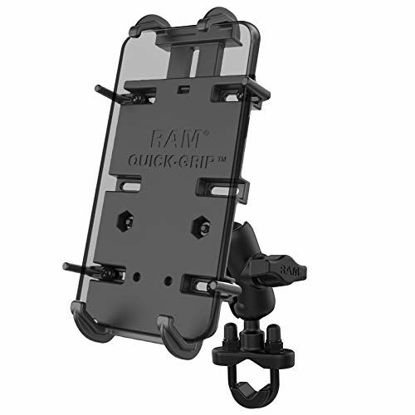 Picture of RAM Mounts Quick-Grip XL Phone Mount with Handlebar U-Bolt Base RAM-B-149Z-A-PD4U with Short Arm for Motorcycle, ATV/UTV, Bike
