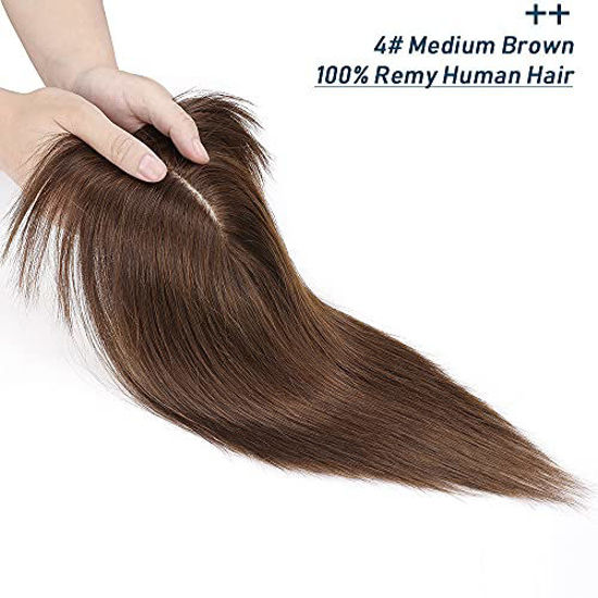 GetUSCart- SEGO 100% Remy Human Hair Toppers with Bangs for Women Silk Base Clip in Crown Topper Wiglets Hairpieces for Thinning Hair/Hair Loss Cover Gray Hair 10 Inch 4# Medium Brown 33g GetUSCart- SEGO 100% Remy Human Hair Toppers with Bangs for Women Silk Base Clip in Crown Topper Wiglets Hairpieces for Thinning Hair/Hair Loss Cover Gray Hair 10 Inch 4# Medium Brown 33g