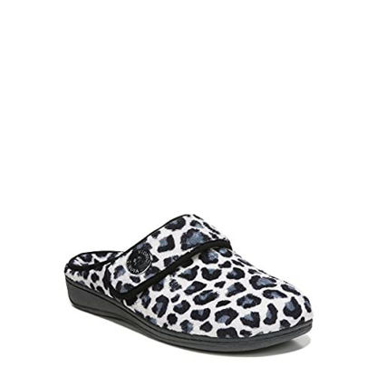 Picture of Vionic Women's Indulge Sadie Mule Slipper- Comfortable Spa House Slippers That Include Three-Zone Comfort with Orthotic Insole Arch Support, Soft House Shoes for Ladies Cream Leopard 10 Medium US