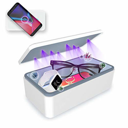 Picture of Cahot Fast UV Light Sanitizer Box , Portable Phone UVC Light Sanitizer with Extra Rack, Wireless Charging for Smart Phone, Deep UV Sterilizing Box for Cell Phone, Watches, Jewelry, Glasses