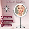 Picture of Gospire 8 Inch Lighted Makeup Mirror 1X/10X Magnifying LED Makeup Mirror 3 Color Dimmable Lighting Modes Rechargeable Cordless Cosmetic Mirror with Touch Control Vanity Mirror 360° Rotation (Chrome)