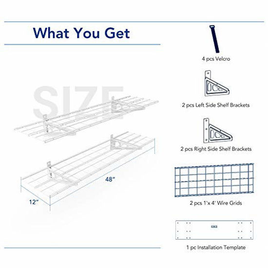 GetUSCart FLEXIMOUNTS 2Pack 1x4ft 12inchby48inch Wall Shelf