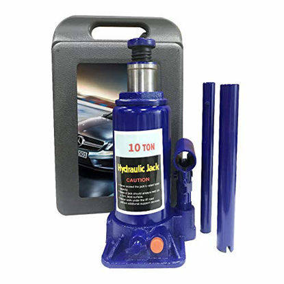 Picture of Portable Hydraulic Ram Welded Bottle Jack with Carrying Case, 2 Ton/ 5 Ton/ 8 Ton/ 10 Ton/ 20 Ton Capacity-Blue (10 TON)