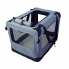Picture of JESPET Soft Dog Crates Kennel for Pets, 3 Door Soft Sided Folding Travel Pet Carrier with Straps and Fleece Mat for Dogs, Cats, Rabbits, Grey Blue & Beige (26" L x 20" W x 20" H, Grey)