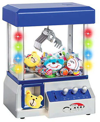 Picture of Bundaloo Claw Machine Arcade Game - Electronic Mini Candy and Toy Grabber Dispenser for Kids - with Lights Sound & 4 Mini Plush Animals (Blue)