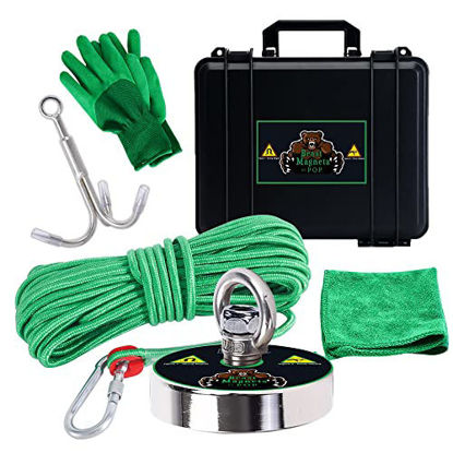 Picture of 660LBs Magnet Fishing Kit - A Complete Magnet Fishing Kit with Case Includes Strong Neodymium N52 Magnet, Durable 65ft Rope, Carabiner, Gloves, Grappling Hook & Waterproof Case