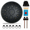 Picture of 11 Notes 6 Inches Steel Tongue Drum Percussion Instrument Dia Lotus Handpan Drum with Padded Travel Bag & Mallets (Black)