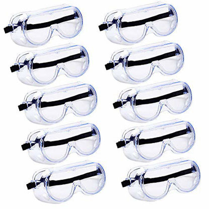 Picture of 10 pack Safety goggles,Protective eyewear,Eye protection,Anti scratch,UV and splash,Safety glasses for DIY,Lab