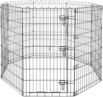Picture of Amazon Basics Foldable Metal Pet Dog Exercise Fence Pen With Gate - 60 x 60 x 42 Inches