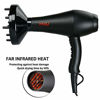 Picture of MHU Professional Salon Grade 1875w Low Noise Ionic Ceramic Ac Infrared Heat Hair Dryer Plus One Concentrator and One Diffuser Black Color