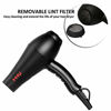 Picture of MHU Professional Salon Grade 1875w Low Noise Ionic Ceramic Ac Infrared Heat Hair Dryer Plus One Concentrator and One Diffuser Black Color