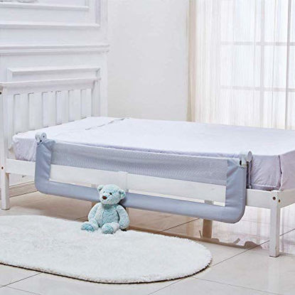Picture of Baby Toddler Bed Rail 59 inch Guard Extra Long Foldable Safety Bedrail with Reinforced Anchor Safety System (Gray)