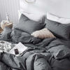 Picture of MooMee Bedding Duvet Cover Set 100% Washed Cotton Linen Like Textured Breathable Durable Soft Comfy (Dark Grey, Queen)