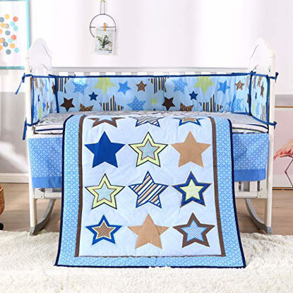 Picture of Wowelife Blue Crib Bedding Twinkle Litter Stars Baby Crib Sets 7 Piece for Boys and Girls(Stars)