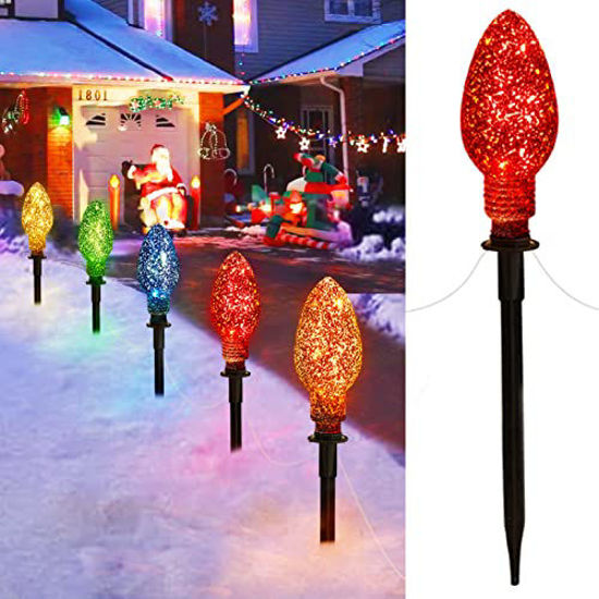 Jumbo C9 Outdoor Lawn Decorations, Multicolor Outdoor String Lights 2 Pack