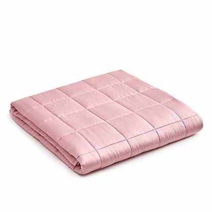 Picture of YnM Bamboo Weighted Blanket - 100% Cooling Bamboo Viscose Oeko-Tex Certified Material with Premium Glass Beads (Pink, 48''x72'' 15lbs), Suit for One Person(~140lb) Use on Twin/Full Bed