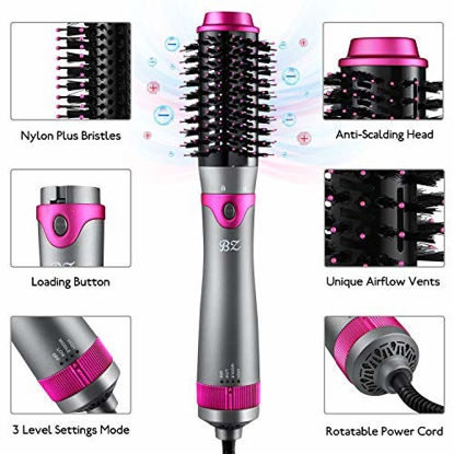 Picture of 6 in 1 Hair Dryer Brush and Volumizer, Detachable Hair Dryer Styler, One-Step Hot Air Brush for Straightening Curling Drying Combing Scalp Massage Styling