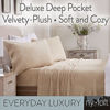 Picture of Velvet Plush Sheet and Pillowcase Set with Extra Deep Pockets | Extra Soft Micro Fleece Sheet Set | Ultra Plush and Cozy Warmth | Velvety Soft Heavyweight | Tribeca Collection (Queen, Beige)