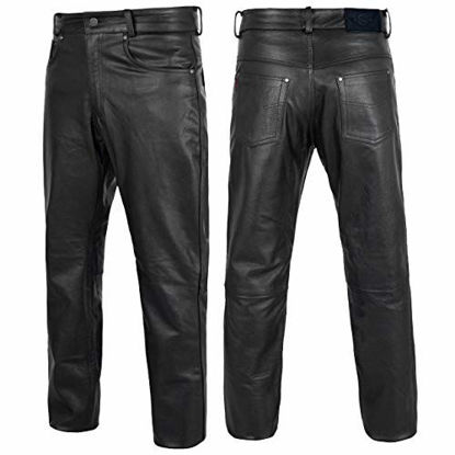 Picture of Alpha Cycle Gear Leather Motorcycle Pant for Bikers Rider Moto Sports Real Cowhide Leather for Men (Black, WAIST/30)