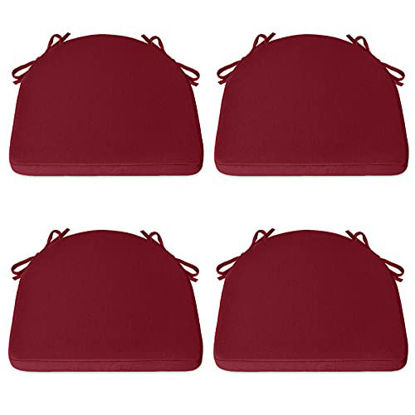 Picture of Shinnwa Chair Cushion with Ties for Dining Chairs [17 x 16.5 Inches] Non Slip Kitchen Dining Chair Pad and Seat Cushion with Machine Washable Cover Set of 4 - Wine Red