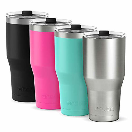 Arctic Tumblers Stainless Steel Camping & Travel Tumbler with Splash Proof  Lid and Straw, Double Wall Vacuum Insulated, Premium Insulated Thermos -  (Matte Black Powder Coat, 20 oz) 