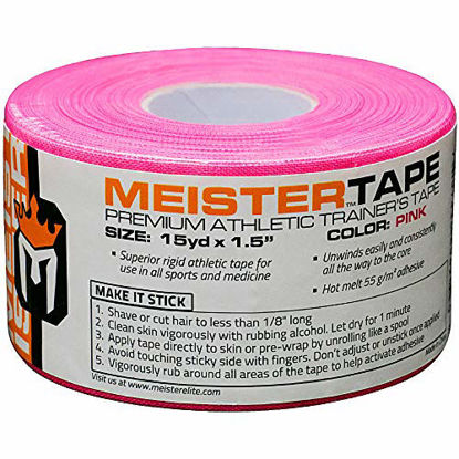 Picture of 15Yd x 1.5" Meister Premium Athletic Trainer's Tape for Sports and Medical (50% Longer) - Pink - 32 Rolls