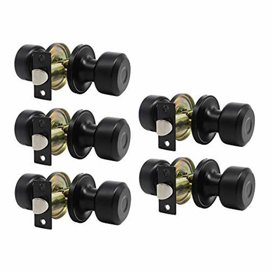 GetUSCart KNOBWELL 5 Pack Matte Black Closet Door Knobs Passage Door