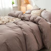 Picture of MooMee Bedding Duvet Cover Set 100% Washed Cotton Linen Like Textured Breathable Durable Soft Comfy (Mauve Brown, King)