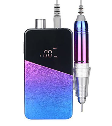 Picture of Electric Nail Drill Machine,Lumcrissy Colorful Rechargeable 35000 rpm Nail Drill Portable E-File with Battery,Portable Electric Acrylic Nail Tools,Polishing,Nail Removing (Rainbow)