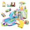 Picture of 1736 PCS Friends House Building Blocks Set Pool Party Building Toy Creative Construction Toy STEM Building Bricks Kit with Storage Box Perfect Role Play Toy Educational Gift for Girls 6-12