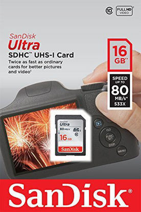 Picture of SanDisk Ultra 16GB (10 Pack) Class 10 SDHC Genuine Flash Memory Card (SDSDUNC-016G-GN6IN) Bundle with Everything But Stromboli Card Reader