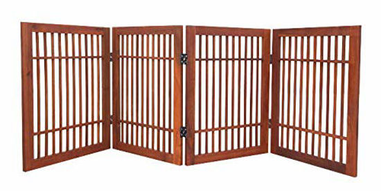 Pet Dog Gate Strong and Durable 10 Panel Solid Acacia Hardwood Folding Fence Indoors or Outdoors by Urnporium 