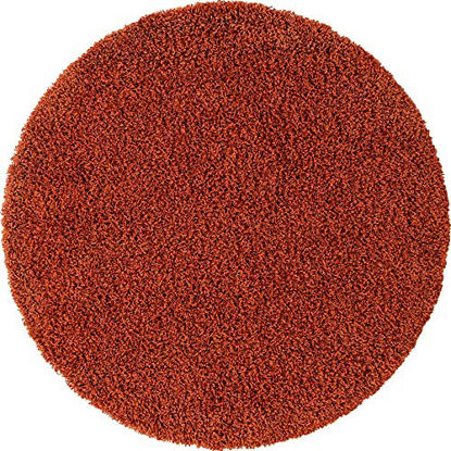 Picture of Unique Loom Solo Solid Shag Collection Area Modern Plush Rug Lush & Soft, 5' 0 x 5' 0, Terracotta