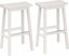 Picture of Amazon Basics Solid Wood Saddle-Seat Kitchen Counter Barstool - Set of 2, 29-Inch Height, White