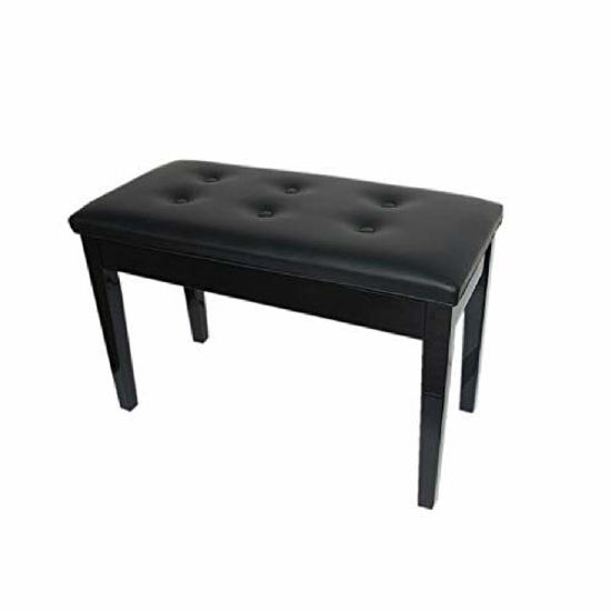 Hold up to 330lbs Weight Black Byya Double Piano Bench Premium Duet Seat Thick Cushion PVC Leather,Sturdy Wooden Legs and Hidden Storage Compartment 