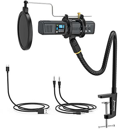 Picture of ZealSound Studio Microphone, Condenser Recording Microphone for Phone & Computer Mac Tablet, Metal DJ Mixer Mic with Gooseneck Arm Clamp Mount for Singing Podcasting Streaming YouTube TikTok Videos