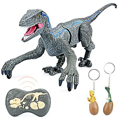 Picture of ZornRC Remote Control Dinosaur Toys, Walking Robot Dinosaurs Toy with Light and Roaring Sound, 2.4Ghz Touch Control Simulation Velociraptor Electronic RC Dinosaur Toys for Kids 5-7 Birthday Gifts