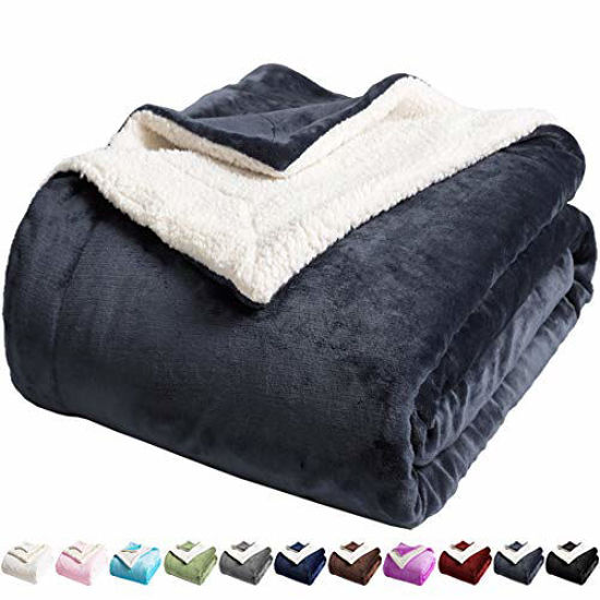 Picture of LBRO2M Sherpa Fleece Bed Blanket Queen Size Super Soft Fuzzy Plush Warm Cozy Fluffy Microfiber Couch Throw Velvet Double Reversible Luxurious Blankets,Dark Grey