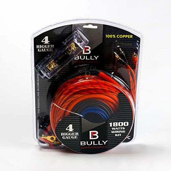 100% Copper Bully Performance Audio BP-04 OFC 4 Gauge Oxygen Free Copper Amp Kit 1800 Watts Wiring Kit 