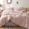 Picture of MooMee Bedding Duvet Cover Set 100% Washed Cotton Linen Like Textured Breathable Durable Soft Comfy (Greyish Pink, King)