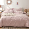 Picture of MooMee Bedding Duvet Cover Set 100% Washed Cotton Linen Like Textured Breathable Durable Soft Comfy (Greyish Pink, King)