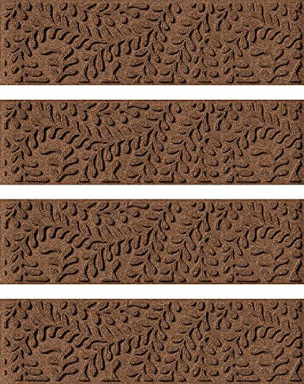 Picture of Bungalow Flooring Waterhog Stair Treads, Set of 4, 8-1/2 x 30 inches, Made in USA, Durable and Decorative Floor Covering, Indoor/Outdoor, Water-Trapping, Boxwood Collection, Dark Brown