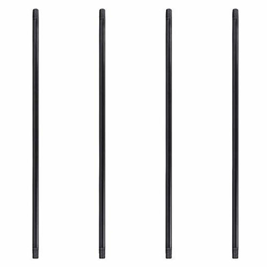 Picture of Pipe Decor 1 x 48 Malleable Cast Iron Pipe, Pre Cut, Industrial Steel Grey Fits Standard Three Quarter Inch Black Threaded Pipes Nipples and Fittings, Build Vintage DIY Furniture, 4 Pack